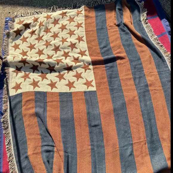 US American Flag Stars & Stripe 4th of July Throw Blanket Afghan Tapestry
